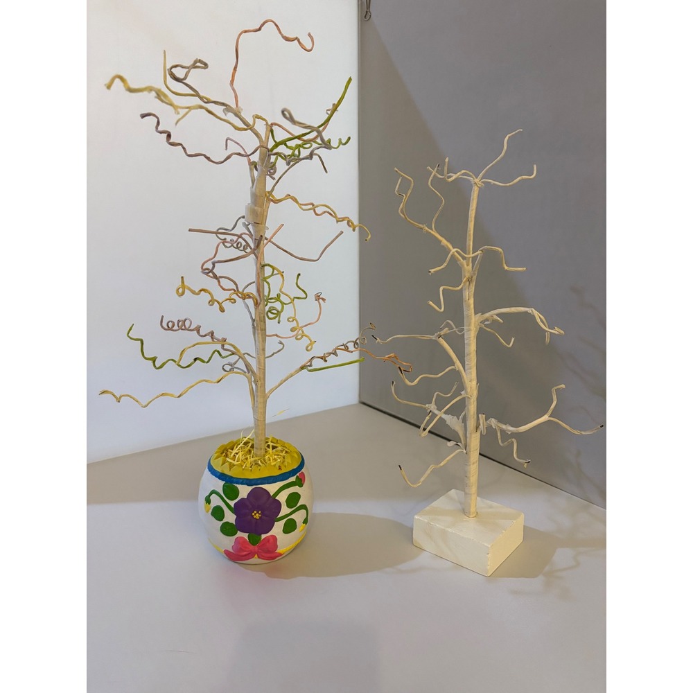 2 Easter Egg Trees with 36‎ Wooden Ornaments Spring Decor Rabbits Ducks Chicks - Picture 5 of 9